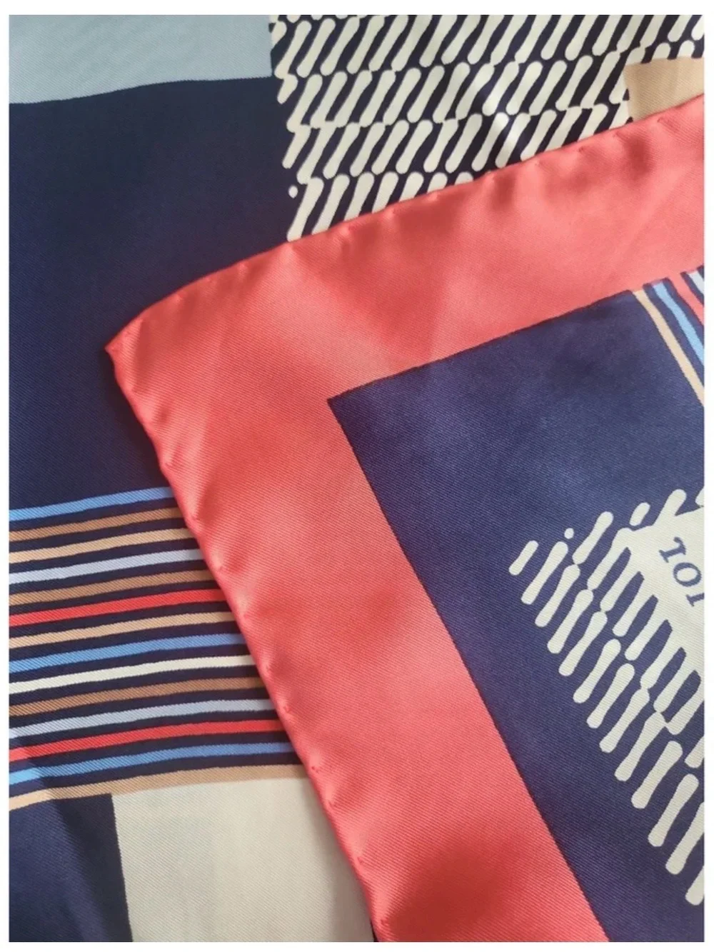 Dior Navy, Red and Cream Striped Signature Silk Scarf